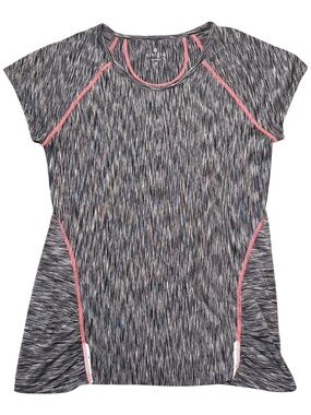 Athleta Fastest Track Tee Women's Small Gray w/ Pink Trim Activewear